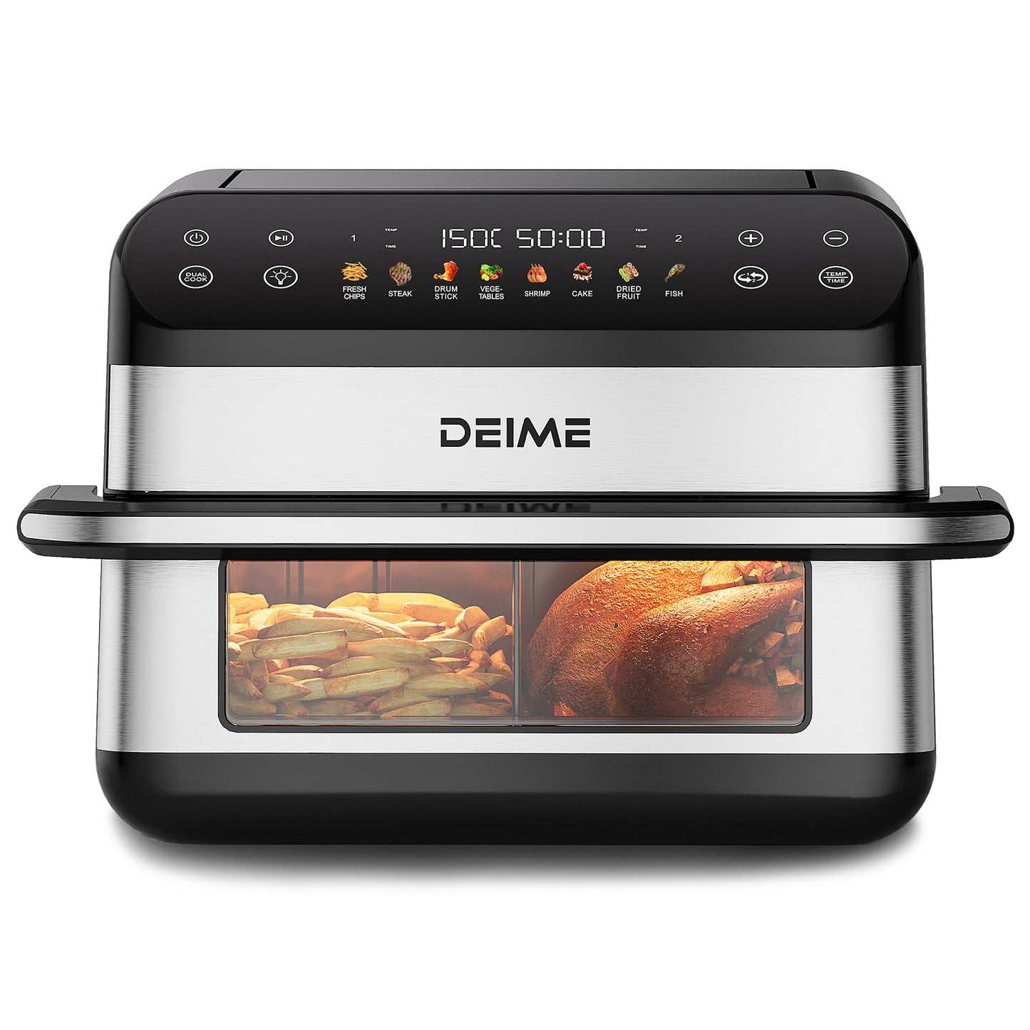 DEIME Air Fryer 10.6 QT Oilless 1800W Large Capacity Oven Air Fryers Healthy Cooker with 8 Preset, Large AirFryer for Families Visual Cooking Window, Non-Stick Basket, Included Recipe