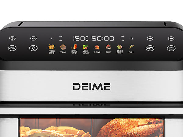 DEIME Air Fryer 10.6 QT Oilless 1800W Large Capacity Oven Air Fryers Healthy Cooker with 8 Preset, Large AirFryer for Families Visual Cooking Window, Non-Stick Basket, Included Recipe