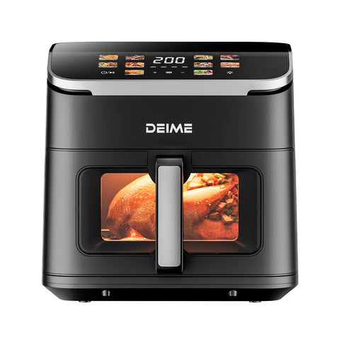 DEIME Air Fryer 10.2 QT, 1700W Large Capacity with 10 Preset, Visual Cooking Window, Non-Stick Basket, Recipe Included