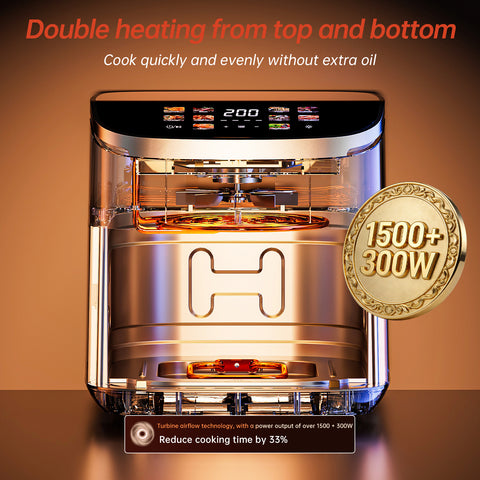 DEIME Air Fryer 7 Qt | TurboFry 7-in-1 High-Powered 450°F Cooking for Crispier and Even Results | XL Basket with Viewing Window | Air Fry, Bake, Broil, Reheat, Dehydrate, Defrost, Keep Warm