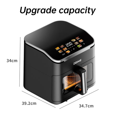 DEIME Air Fryer 10.2 QT, 1700W Large Capacity with 10 Preset, Visual Cooking Window, Non-Stick Basket, Recipe Included