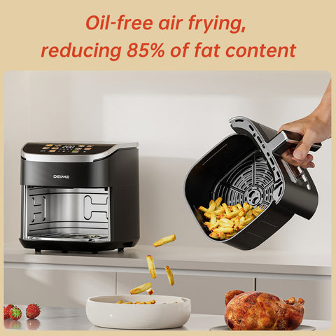 DEIME Air Fryer 7 Qt | TurboFry 7-in-1 High-Powered 450°F Cooking for Crispier and Even Results | XL Basket with Viewing Window | Air Fry, Bake, Broil, Reheat, Dehydrate, Defrost, Keep Warm