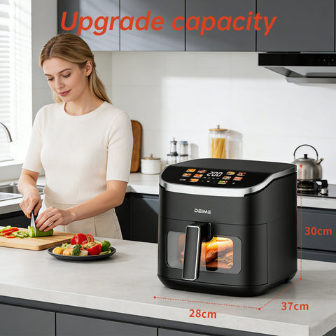 DEIME Air Fryer 7 Qt | TurboFry 7-in-1 High-Powered 450°F Cooking for Crispier and Even Results | XL Basket with Viewing Window | Air Fry, Bake, Broil, Reheat, Dehydrate, Defrost, Keep Warm