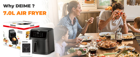 DEIME Air Fryer 7.2 QT 1700W Oilless Oven Healthy Cooker Air Fryers Large Capacity with 12 Presets, Visible Cooking Window, LCD Touch Screen, Customerizable Cooking, Non-Stick Basket (Black)