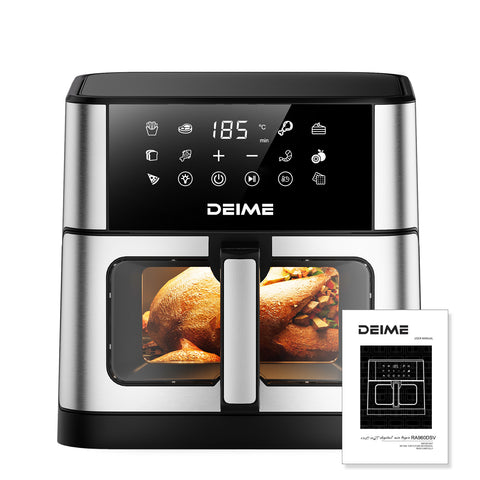 DEIME Air Fryer 10.2 QT Oilless 1700W Large Capacity Oven Air Fryers Healthy Cooker with 10 Preset, Large AirFryer for Families Visual Cooking Window, Non-Stick Basket, Included Recipe