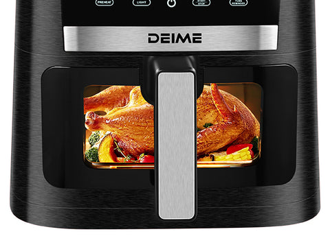 DEIME Air Fryer 7.2 QT 1700W Oilless Oven Healthy Cooker Air Fryers Large Capacity with 12 Presets, Visible Cooking Window, LCD Touch Screen, Customerizable Cooking, Non-Stick Basket (Black)