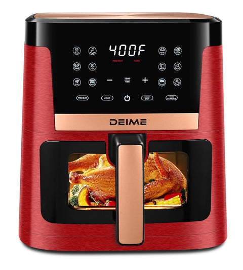 DEIME Air Fryer 7.2 QT 1700W Oilless Oven Healthy Cooker Air Fryers Large Capacity with 12 Presets, Visible Cooking Window, LCD Touch Screen, Customerizable Cooking, Non-Stick Basket (Black)