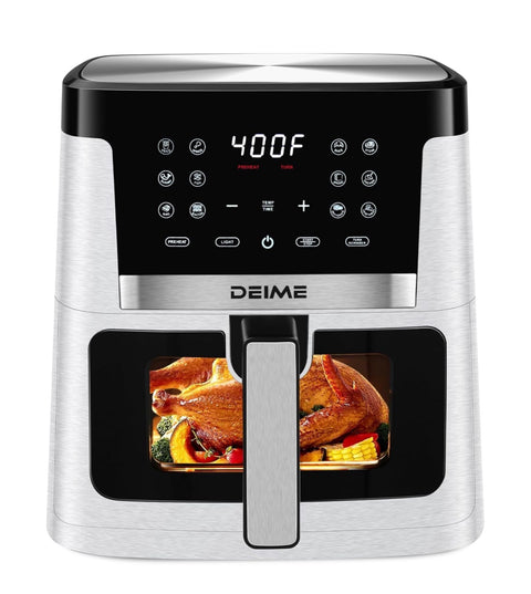 DEIME Air Fryer 7.2 QT 1700W Oilless Oven Healthy Cooker Air Fryers Large Capacity with 12 Presets, Visible Cooking Window, LCD Touch Screen, Customerizable Cooking, Non-Stick Basket (Black)
